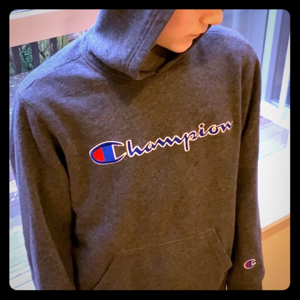 Champion hoodie - gray, unisex youth, medium